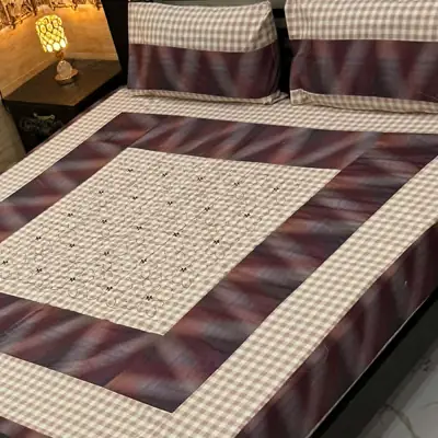 3 Pcs Cotton Sotton Patchwork Double Bedsheet