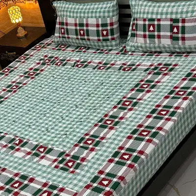 3 Pcs Cotton Sotton Patchwork Double Bedsheet