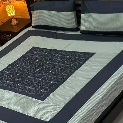 3 Pcs Cotton Sotton Patchwork Double Bedsheet