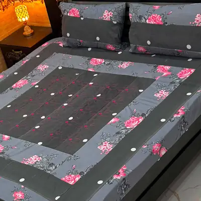 3 Pcs Cotton Sotton Patchwork Double Bedsheet