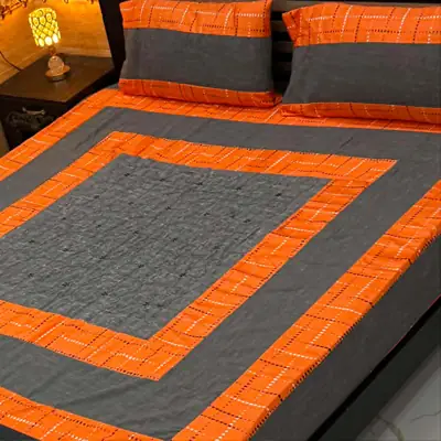 3 Pcs Cotton Sotton Patchwork Double Bedsheet