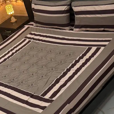 3 Pcs Cotton Patchwork Double Bedsheet