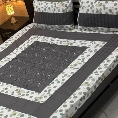 3 Pcs Cotton Patchwork Double Bedsheet
