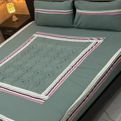 3 Pcs Cotton Patchwork Double Bedsheet