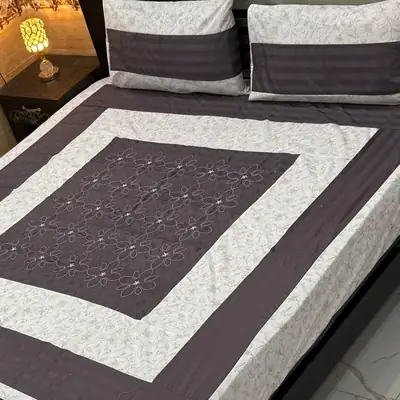 3 Pcs Cotton Patchwork Double Bedsheet