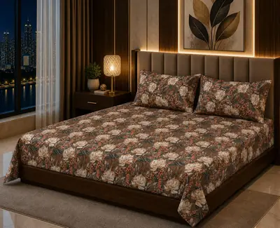 3 Pcs Cotton Sotton Printed Double Bedsheet
