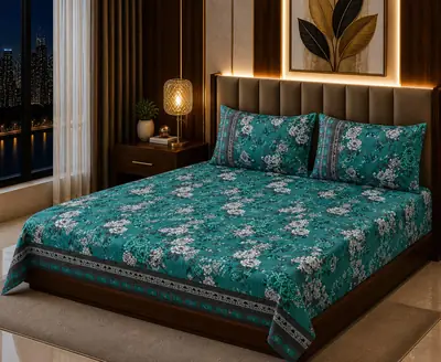 Vibrant 3 Pcs Cotton Sotton Printed Double Bedsheet