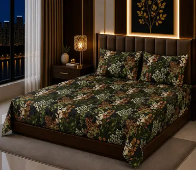 3 Pcs Cotton Sotton Printed Double Bedsheet