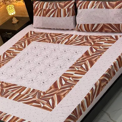 3 Pcs Cotton Patchwork Double Bedsheet