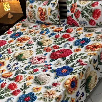 3 Pcs Micro Cotton Printed Double Bedsheet