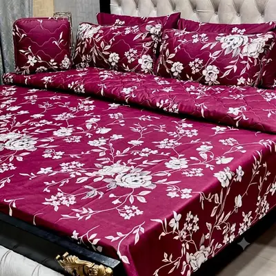 7 Pcs Cotton Salonica Printed Comforter Set
