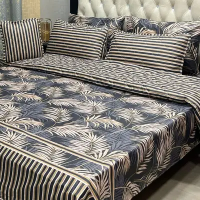 7 Pcs Cotton Salonica Printed Comforter Set