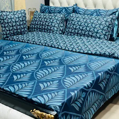 7 Pcs Cotton Salonica Printed Comforter Set
