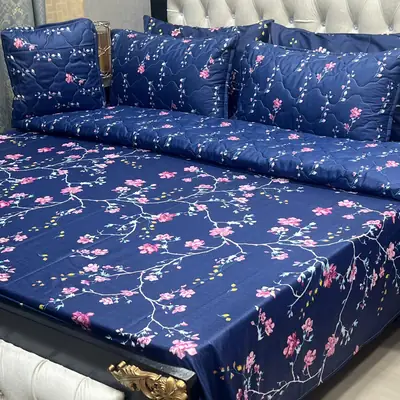 7 Pcs Cotton Salonica Printed Comforter Set