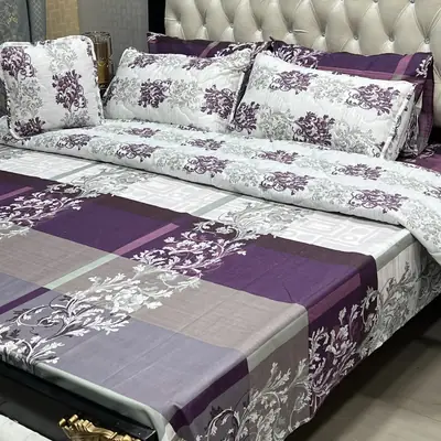 7 Pcs Cotton Salonica Printed Comforter Set