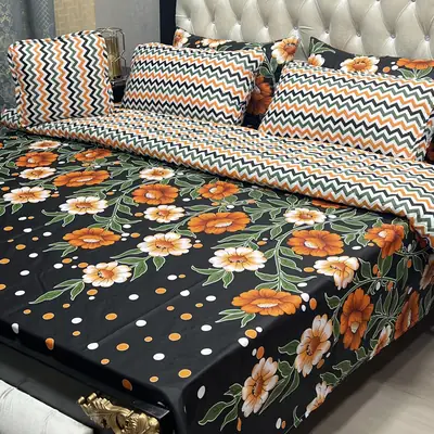 7 Pcs Cotton Salonica Printed Comforter Set