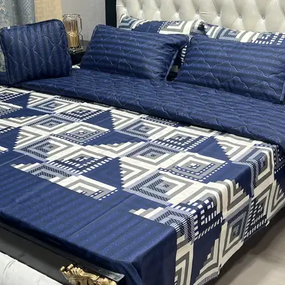 7 Pcs Cotton Salonica Printed Comforter Set