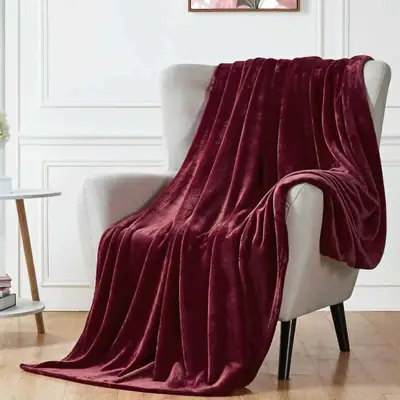 Elegant & Stylish Fleece Plain Double Bed Blanket