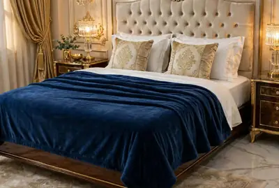 Elegant & Stylish Fleece Plain Double Bed Blanket thumbnail 2
