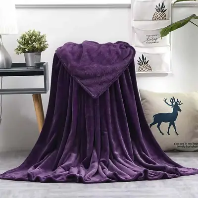 Elegant & Stylish Fleece Plain Double Bed Blanket