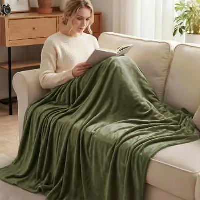 Elegant & Stylish Fleece Plain Double Bed Blanket