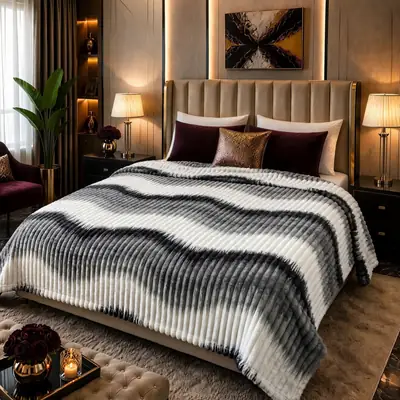 Stylish Fleece Printed Double Bed Blanket