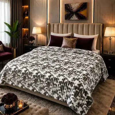 Stylish Fleece Printed Double Bed Blanket