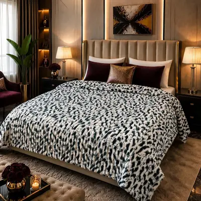 Stylish Fleece Printed Double Bed Blanket