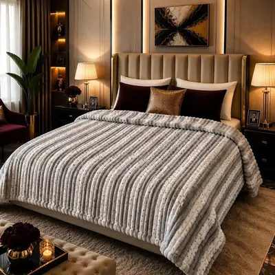 Stylish Fleece Printed Double Bed Blanket