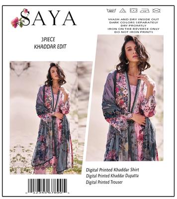 Digital Printed Khaddar 3-Piece Suit Pink Floral