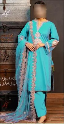 3 Pcs Women's Unstitched Embroidered Suit
