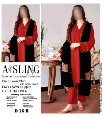 3 Pcs Women's Unstitched Embroidered Suit