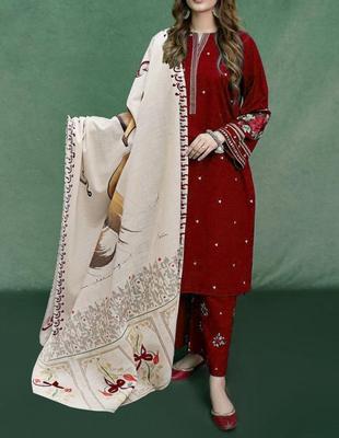 3 Pcs Women's Unstitched Embroidered Suit thumbnail 2