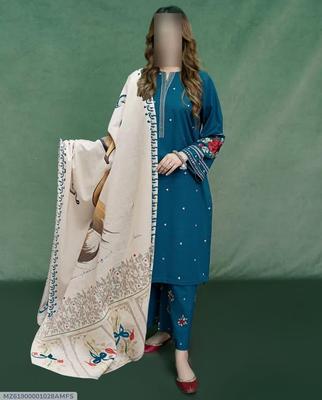 3 Pcs Women's Unstitched Embroidered Suit thumbnail 4