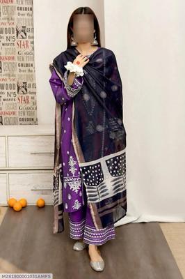 3 Pcs Women's Unstitched Embroidered Suit thumbnail 4