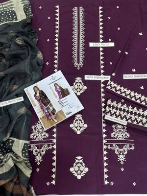 3 Pcs Women's Unstitched Embroidered Suit thumbnail 3