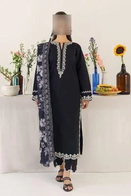 3 Pcs Women's Unstitched Embroidered Suit