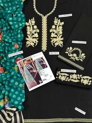 3 Pcs Women's Unstitched Embroidered Suit thumbnail 3