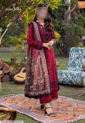 3 Pcs Women's Unstitched Sequins Embroidered Suit thumbnail 4