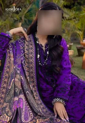 3 Pcs Women's Unstitched Sequins Embroidered Suit thumbnail 2