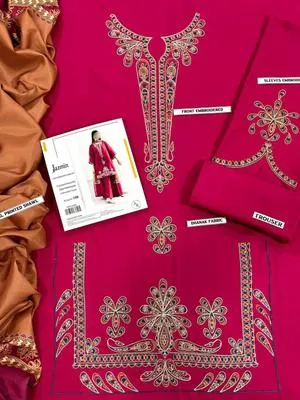 3 Pcs Women's Unstitched Embroidered Suit thumbnail 4