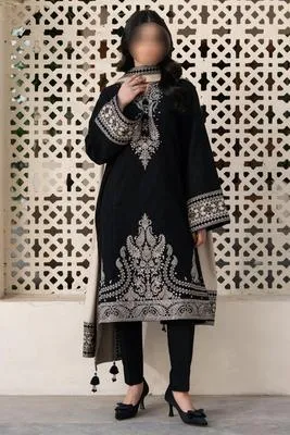 Black Embroidered 3-Piece Lawn Suit for Eid & Weddings thumbnail 2