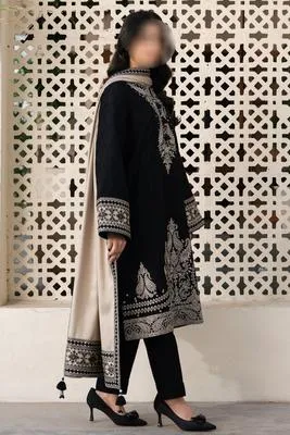 Black Embroidered 3-Piece Lawn Suit for Eid & Weddings thumbnail 3