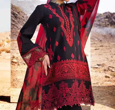 3 Pcs Women's Unstitched Chikankari Embroidered Suit thumbnail 2