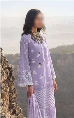 3 Pcs Women's Unstitched Chikankari Embroidered Suit thumbnail 2