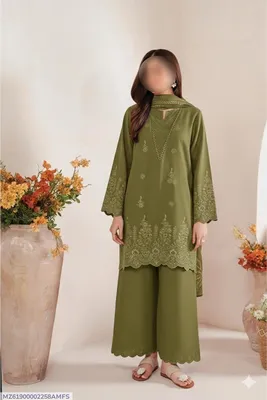 3 Pcs Women's Unstitched Chikankari Embroidered Suit thumbnail 1