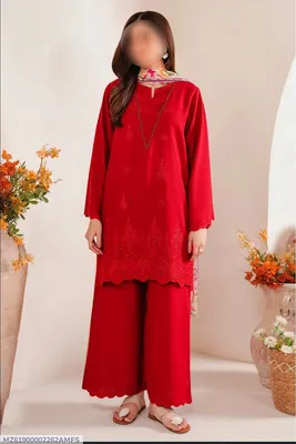 3 Pcs Women's Unstitched Chikankari Embroidered Suit