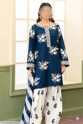 3 Pcs Women's Unstitched Embroidered Suit