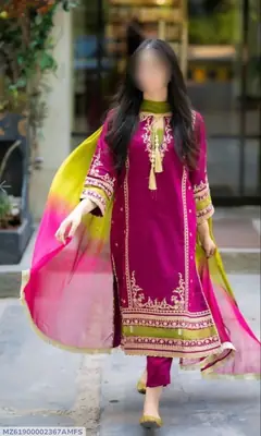 3 Pcs Women's Unstitched Embroidered Suit