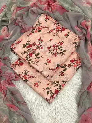 3 Pcs Women's Unstitched Digital Print Suit thumbnail 2
